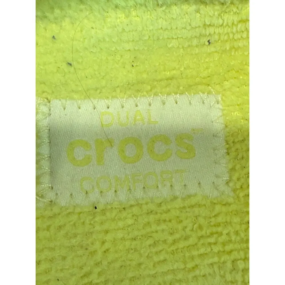 Men's Crocs‎ Classic Cozzzy Towel Sandal Black Yellow Slide Mini Pouch Sz 10